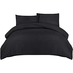 Edredon Cafe Utopia Bedding Funda Nordica Cama 105 - Microfibra Juego de Funda de Edredon 200x200 cm y 2 Fundas de Almohada 50x75 cm (Negro)