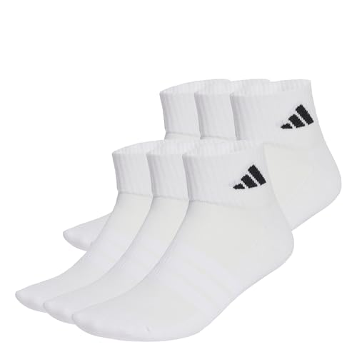 adidas Unisex Cushioned Essentials Ankle Socks 6 Pair Pack, white/white/black, 42-45