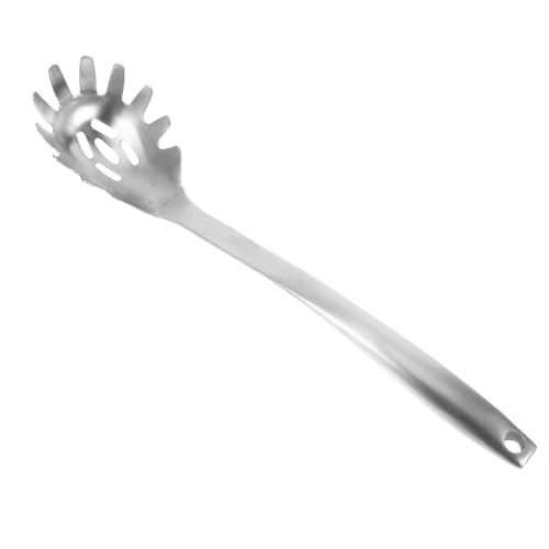 VERDANVERSE Cuchara Espagueti Acero Inoxidable con Dientes para Servir y Colar Pasta Utensilio Cocina Resistente y Práctico