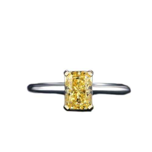Anillo de compromiso de boda con piedra natal de citrino y diamante de carbono de plata de ley 925