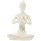 Supvox Abstrakte Keramik Yoga Figur Mädchen Skulptur Kleine Weiße Dekofigur für Wohnzimmer Büro und Yogaraum