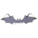 ARTIBETTER Bat Shaped Frameless Sunglasses Rimless Black Gray Lenses Fashion Eyewear for Women Summer Cosplay Vintage Bat Eyeglasses