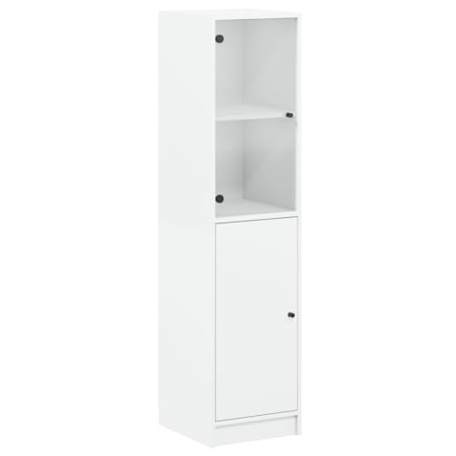 XHNIFBN Buffet avec Porte en Verre Meuble de Rangement Blanc 35x37x142 cm Argentier Vaisselier...