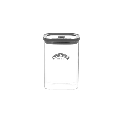Kilner Fresh Storage Jar Bocal alimentaire en verre de 1 litre avec couvercle hermétique et empilable pour le thé, le café, le sucre et plus encore