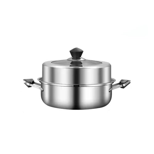 SBCGFY Olla de Vapor para el hogar, Cocina de Doble Capa, Cocina a Gas, Olla de Vapor, Cocina al Vapor(Plata 28cm)