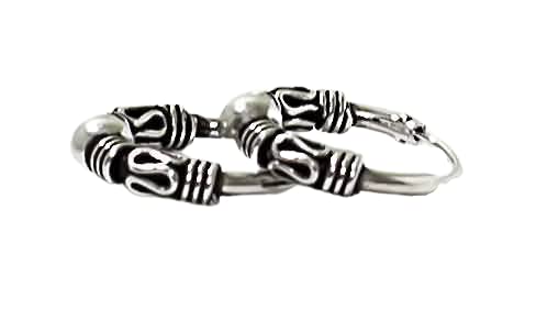 Women's Spiral Silver Hoop Earring (Silver)