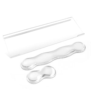 Acrylic Clear Keyboard Stand with Gel Wrist Rest Set, Ergonomic Transparent Keyboard Riser for Desktop, Wrist Support for Computer Office Desk Accessories