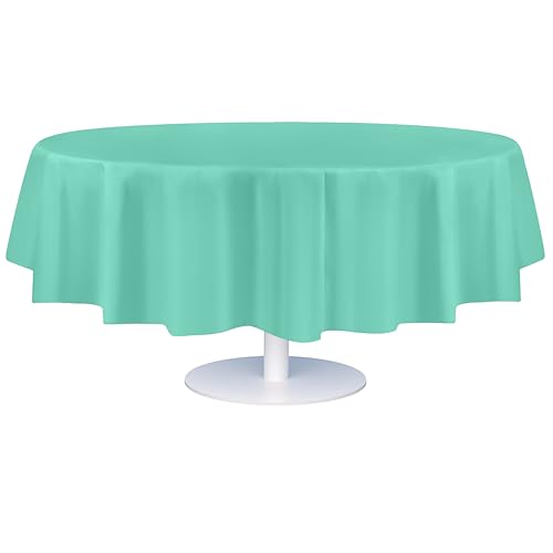 Image of Grandipity Plastic Table Cloth Disposable 12 Pack 84 inch Round Aqua