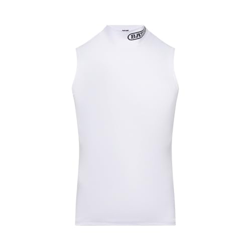 Battle Sports Mock Neck Sleeveless Compression Shirt, 4-Way Stretch Mesh, Moisture Wicking