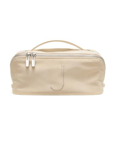 Image of EACHY Travel Makeup Bag, Large Capacity Cosmetic Bag for Women, Waterproof PU Leather, Flat Open Portable Toiletry Bag for Skincare, Brushes & Travel Essentials