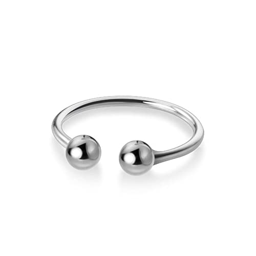 Bague ajustable en argent S925 avec perles au design épuré