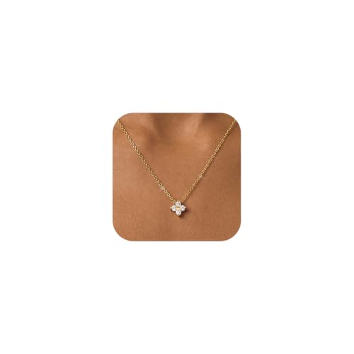 Image of Gold Silver Necklace for Women, Dainty Cubic Zirconia Pendant