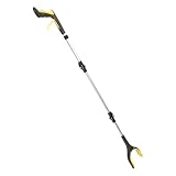 JEWEDECO Foldable 3-Section Garbage Pickup Clip with Long Handle, Yellow Trash Grabber Tool for Outdoor Sanitation and Waste Collection, Heavy-Duty Litter Reacher for Home and Industrial