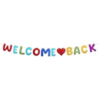 Colorful Glitter Welcome Back Banner, Welcome Back Sign First Day of School Decorations for Office School Party Supplies