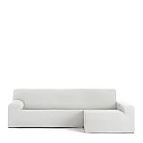 Eysa Funda de sofá bielástica para Chaise Longue con el Brazo Largo Lado Derecho Vista Frontal Color Blanco diseño Harlem