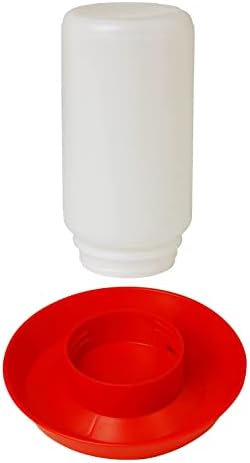 740 Little Giant Screw-On Poultry Waterer Base Bundled with Little Giant Screw-On Poultry Jar Heavy Duty Translucent Plastic Container | 1L Chick Waterer Set | Perfect for Chicks, Quail, and Ducks