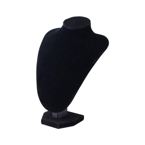 JISADER Collier chaîne Bijoux Buste Support Bijoux chaîne Organisateur magasins de détail Chambre Commode Femmes Collier présentoir Support, Flanelle Noire 21x15