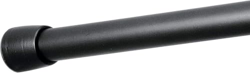iDesign Cameo Riel tensión de Metal de Longitud Media sin Necesidad de taladrar, Barra telescópica para Cortina baño y Ducha, Negro Mate, Acero aleado, 109-191 cm