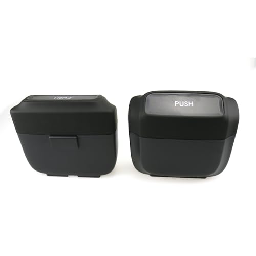 Image of Black Mini Car Trash Can with Lid, 700ml Capacity, 2 Pack + 60pcs Garbage Bags, ABS Material, Car Interior Accessories