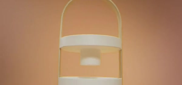 Umbra Bellwood Caddy, Organizer for Makeup and Cosmetics, Durable Rotating Container with Wooden Handle, Large, White/Natural