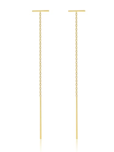 Chain Threader Earrings Silver Cute Minimalist 75mm Long Chain Link Dangling Bar Neadle and Thread Pull Through Earrings