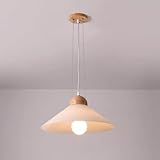 【Style moderne】 Les luminaires Le plafond suspendu est fait de matériau en bois naturel, qui est poli à la main pour montrer la combinaison parfaite de la nature et de la modernité en nichant le bois et le verre massifs ensemble. Cette lumière moderne attire l'attention avec des lignes élégantes propres et une teinte en verre transparente magnifiquement conçue, offre un sentiment d'immersion dans la nature.