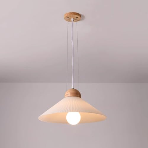 Lustre en verre et bois massif d'exception pour salle à manger