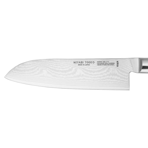 Foto von MIYABI 7000D Santokumesser, Klingenlänge: 18 cm, Großes Klingenblatt, Rostfreier Spezialstahl/Micarta-Griff