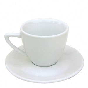 Set da Cappuccino Bucaneve, 6 Tazze con 6 Piattini, Porcellana Bianca, 9 cl, per Bar e Ristoranti