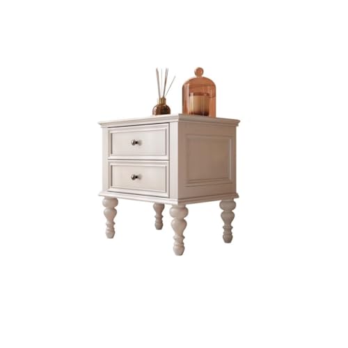 MIROOOO Mesita de Noche Mesita de Noche de Madera Maciza rústica, Mueble de Almacenamiento Blanco, Mueble Auxiliar Estilo Pastoral for Sala de Estar Mesas Auxiliares Mesita de Noche para Dormitorio