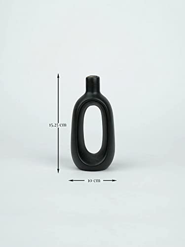 Image of Purezento Modern Decorative Kieko Donut Vases for Home Decor | Centerpieces | Kitchen | Office with Unique Quality for Home Decor Center Table, Flowers Pot, Bedroom Side Corners (Black,6 Inch)