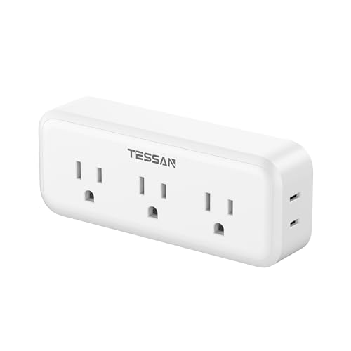 Multi Plug Outlet Splitter, TESSAN Surge Protector Wall Plug Splitter with 5 Outlet Extender, 3-Sided Charging Station for School Home Office Dorm Room Essentials White 5 Outlets