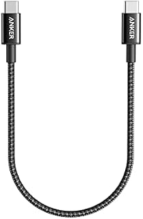 Anker New Nylon USB-C to USB-C Cable (1 ft, 60W), USB 2.0 Type C Charging Cable for MacBook Pro 2020, iPad Pro 2020, iPad Air 4, Samsung Galaxy S21, Nintendo Switch, Pixel, LG, and More (Black, 1ft)