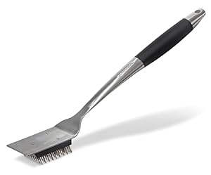 Enders® Premium Grillbürste, Edelstahl, viereckig, Griffbereich mit Soft-Touch-Beschichtung für komfortablen und rutschfesten Halt, Edelstahlborsten für effektive Reinigung, Grillzubehör, #8817