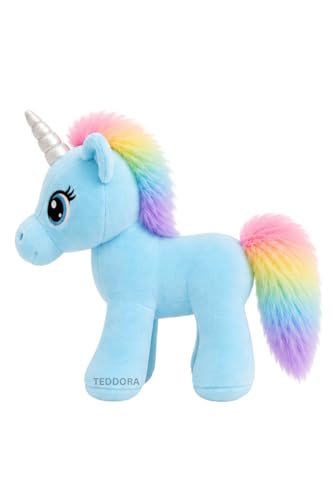 Image of Angel Unicorn Soft Toy for Girls Boys Kids,Sky Blue,Unicorn Animal Plush Stuffed Baby Teddy Gift Birthday, 30 cm