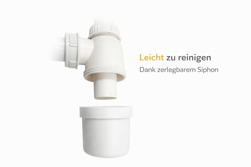 Siphon Kunststoff mit Waschmaschinen o. Geschirrspüler Anschluss Abflussrohr