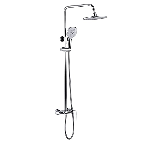 Système de douche complet gris fusil avec colonne de douche et mitigeur et bec baignoire encastré