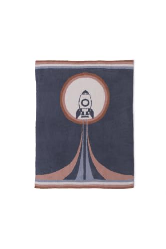 Image of Barefoot Dreams CozyChic Spaceship Stroller Blanket, Shadow Blue Mulit, 30 inchx40 inch