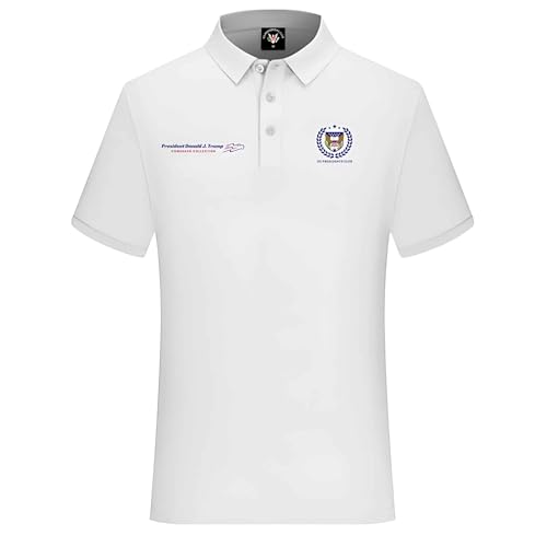 Trump Comeback Golf Polo for Men – White, Cotton-Spandex Blend, Short Sleeve, Embroidered Logo, 240 GSM, Limited Edition