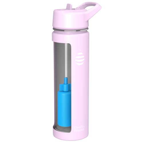 Clearly Filtered Water Bottle | Removes 220+ Contaminants, Double-Wall Insulated Stainless Steel, BPA/BPS Free, Phthalate Free, Filters Flouride Lead Chlorine (20oz, Lilac)