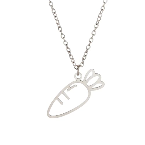 Collier lapin pour femmes en argent 925 avec pendentif carotte, bijou de dessin animé tendance