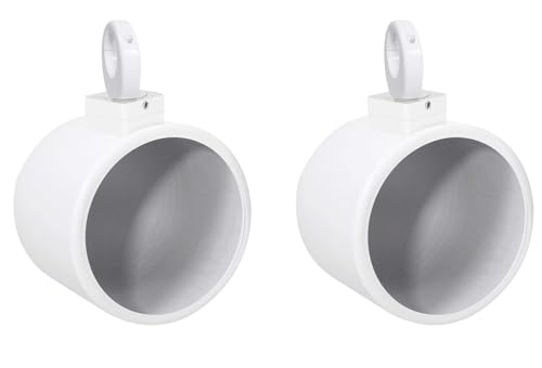 Image of Rockville MAC90W Bundle: (2) 8 in White Aluminum Wakeboard Tower Speaker Pod Enclosures, (2) MAC360W 360 Degree Swivel Surface-Mount Clamps for Pods, 4-Items