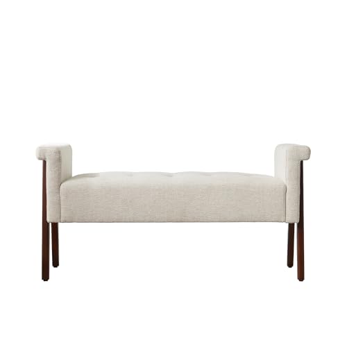 Banco de entrada moderno tapizado beige para pasillo y asiento de dormitorio 4