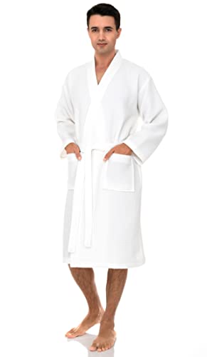 TowelSelections Men’s Waffle Bathrobe Lightweight Spa Kimono Bath Robe4