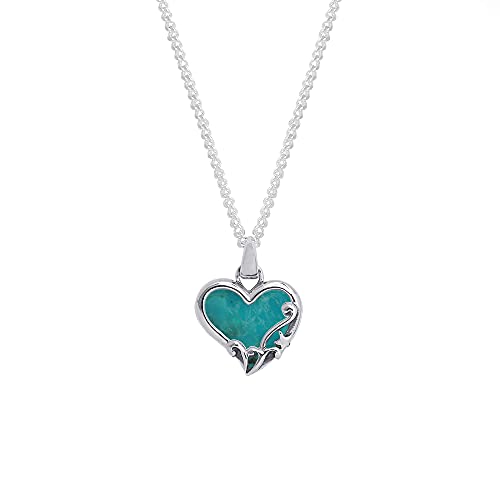 Boma Jewelry Sterling Silver Turquoise Heart Necklace, 16 Inches #TOP29