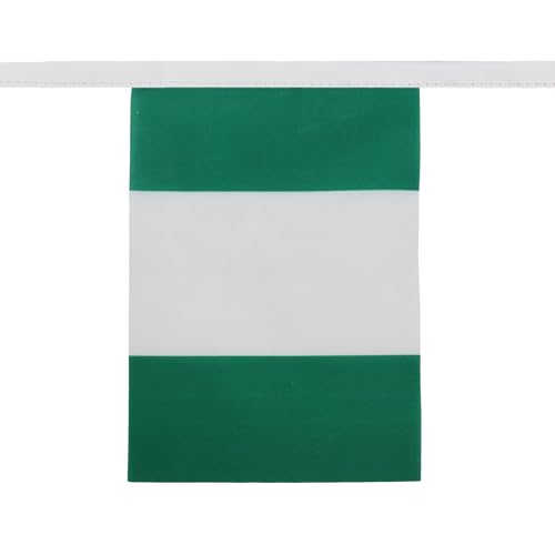 Image of AZ FLAG Nigeria 6 meters BUNTING Flag 20 flags 9'' x 6'' - Nigerian STRING flags 15 x 21 cm