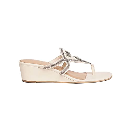 Image of W Women's Thong Strap Embroidered Open Wedge
