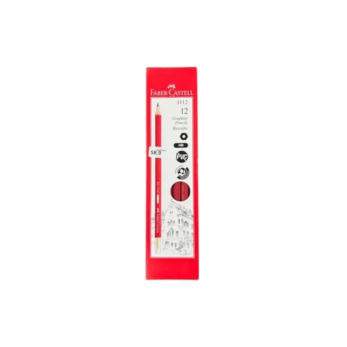 Faber-Castell 1112 Blacklead Pencil with Rubber 12-Piece Box Red