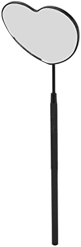 Lash Mirror Eyelash Extension Mirror Eyelash Makeup Mirror Heart Shaped Lash Mirror Professional Portable Stainless Steel Makeup Eyelash Mirror for Lash Extension (Black)