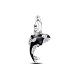 PANDORA Moments Orca Charm-Anhänger aus Sterling Silber mit Zirkonia, Kompatibel Me und Moments, 794683C01